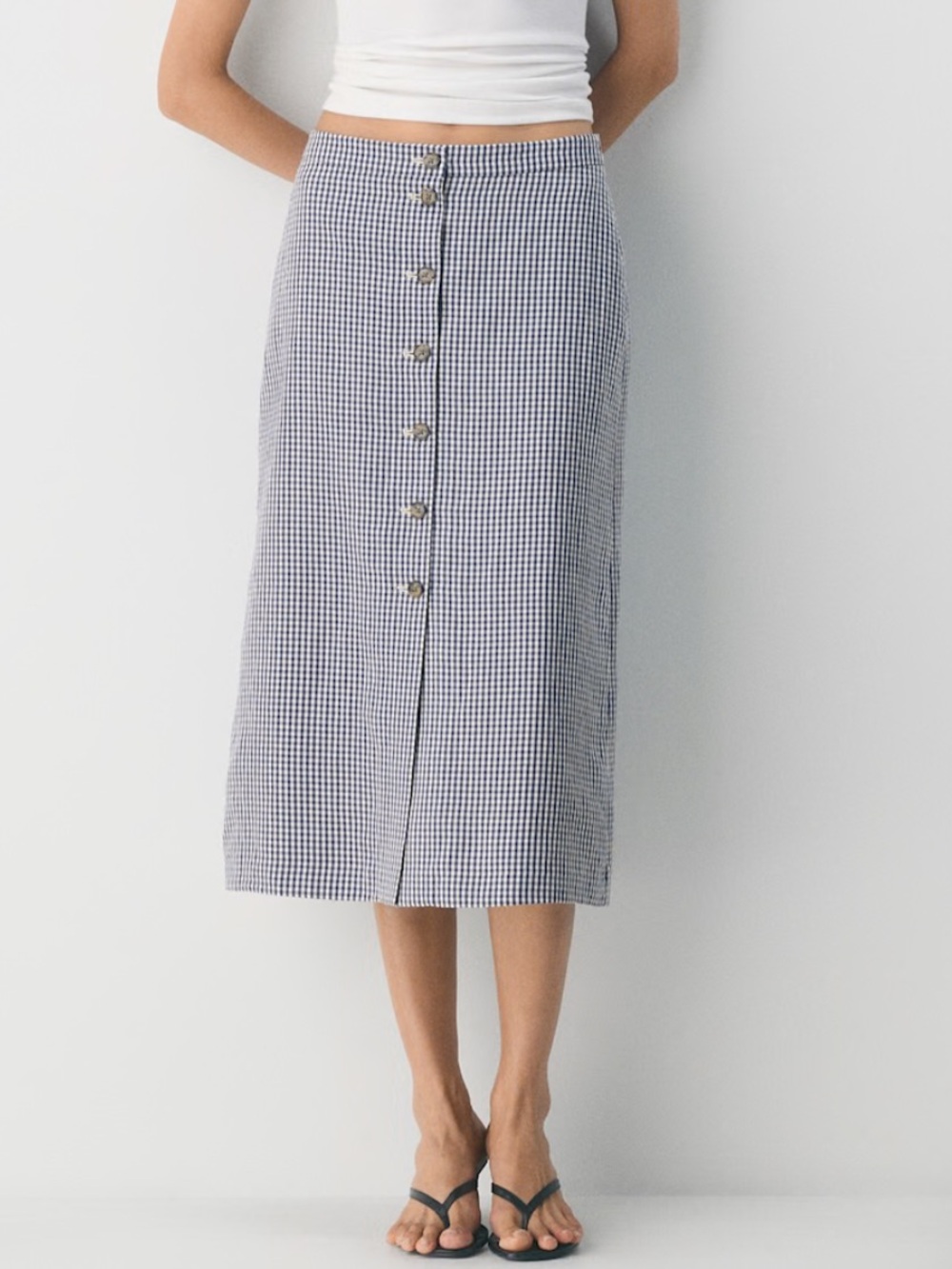 Aritzia Agnes Skirt Gingham Button-Front A-Line Skirt